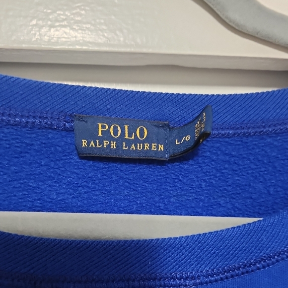 Polo Ralph Lauren Blue Crewneck Sweatshirt – Green Pony Logo Pullover - Picture 3 of 10